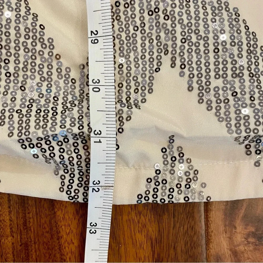 Francesca’s Collections Sequence Silver & Cream Dress Mid Length Sleeve Size S - Picture 12 of 13